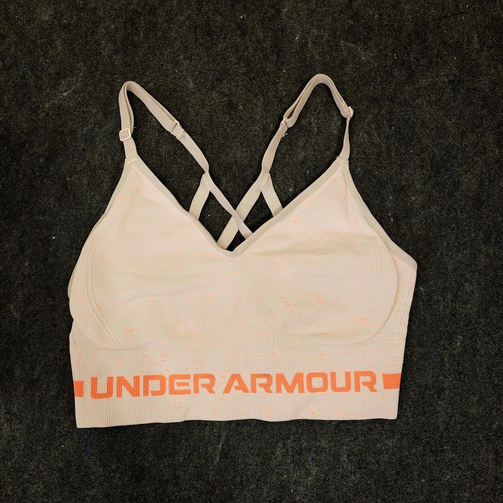 Under Armour Womens Seamless Compression Sports Bra Tan Orange Space Dye Medium